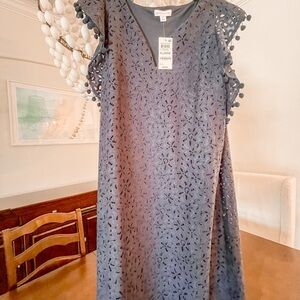 Navy Charter Club Pom Pom Eyelet Dress